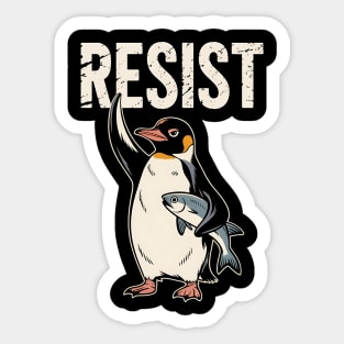 Resist Penguin Protest Graphic, Vintage Activism Design, Political Penguin Art, Animal Rights Protest Art Sticker